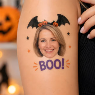 Personalized Halloween Face Custom Photo BOO! Temporary Tattoos