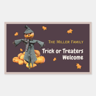 Personalized Halloween Family Name Scarecrow Rectangular Sticker