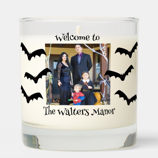 Personalized Halloween Family Photo Spooky Scented Candle (Front)