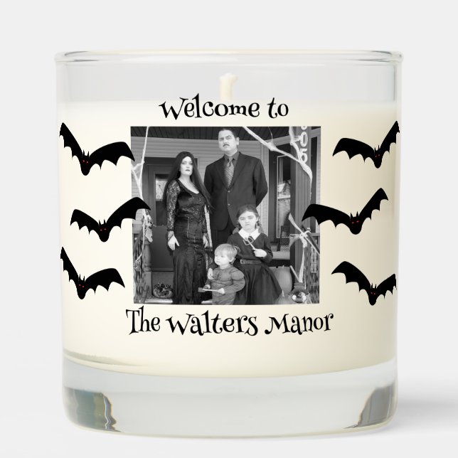 Personalized Halloween Family Photo Spooky Scented Candle (Front)
