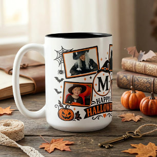 Personalized Halloween Family Photo Two-Tone Coffee Mug
