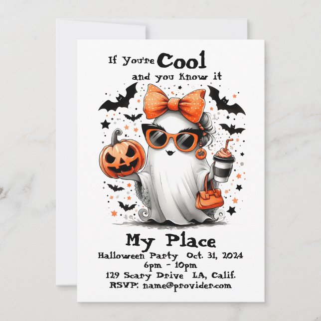 Personalized Halloween Ghost Funny Adult           Invitation (Front)