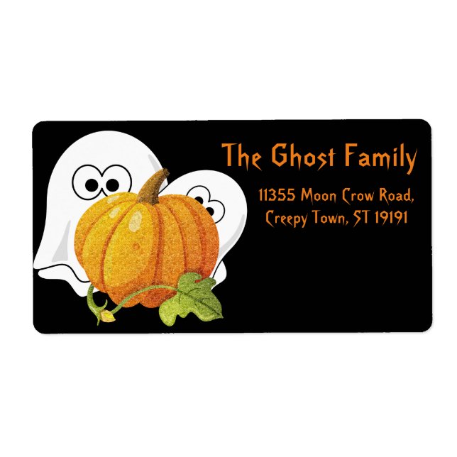Personalized Halloween Ghosts Pumpkin Label (Front)