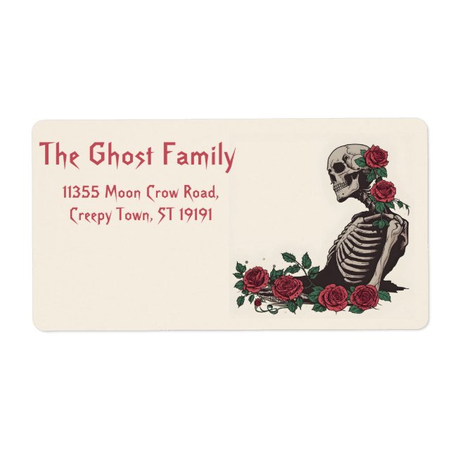 Personalized Halloween Ghosts Skull Floral Label (Front)