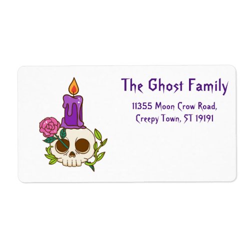 Personalized Halloween Ghosts Skull Floral Label