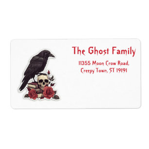 Personalized Halloween Ghosts Skull Floral Label