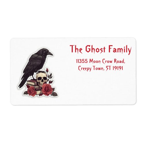 Personalized Halloween Ghosts Skull Floral Label