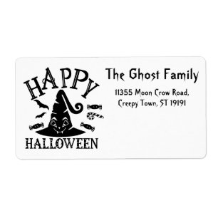Personalized Halloween Ghosts Skull Floral Label