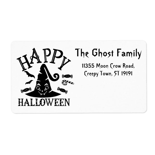 Personalized Halloween Ghosts Skull Floral Label (Front)