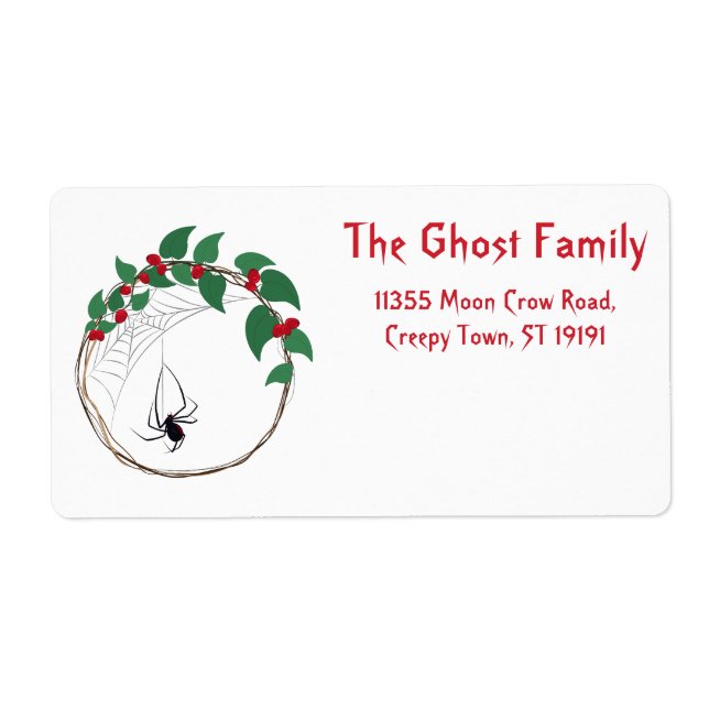 Personalized Halloween Ghosts Skull Floral Label (Front)