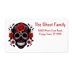 Personalized Halloween Ghosts Skull Floral Label