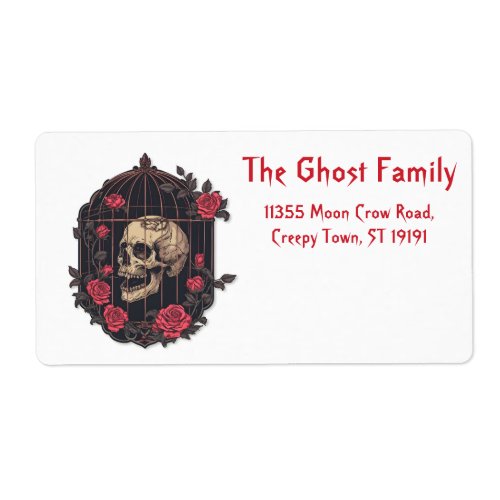 Personalized Halloween Ghosts Skull Floral Label