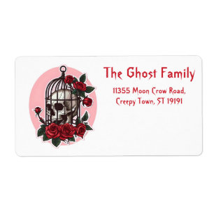 Personalized Halloween Ghosts Skull Floral Label