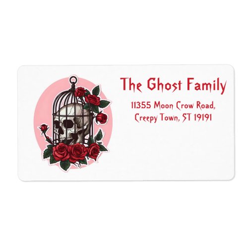 Personalized Halloween Ghosts Skull Floral Label