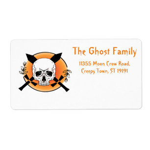 Personalized Halloween Ghosts Skull Floral Label