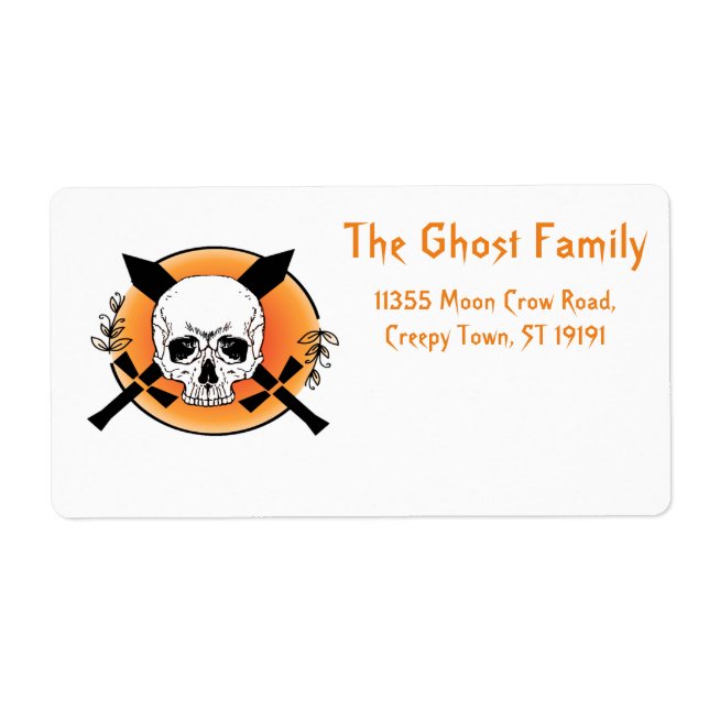 Personalized Halloween Ghosts Skull Floral Label (Front)