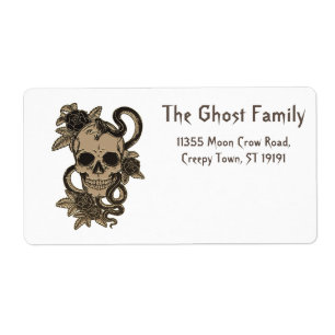 Personalized Halloween Ghosts Skull Floral Label