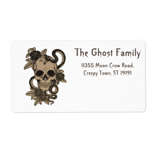 Personalized Halloween Ghosts Skull Floral Label