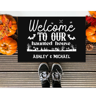 Personalized Halloween Haunted House  Doormat