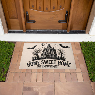 Personalized Halloween Haunted House Doormat Decor