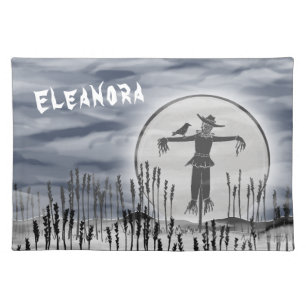 Personalized Halloween Horror Creepy Scarecrow Cloth Placemat