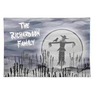 Personalized Halloween Horror Creepy Scarecrow Cloth Placemat