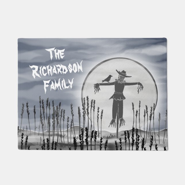 Personalized Halloween Horror Creepy Scarecrow  Doormat (Front)