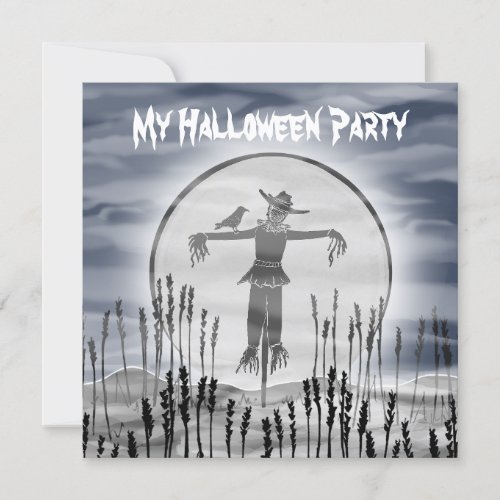 Personalized Halloween Horror Creepy Scarecrow Invitation