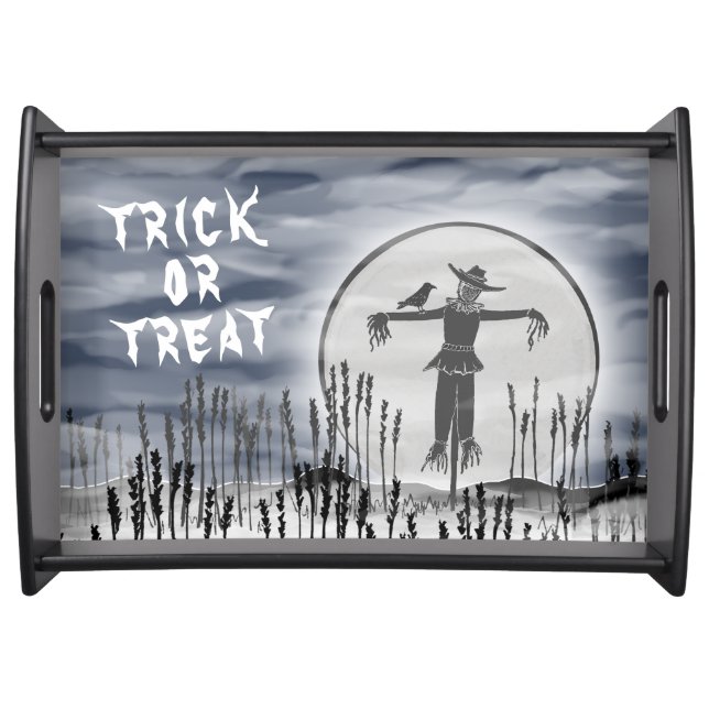 Personalized Halloween Horror Creepy Scarecrow Ser Serving Tray (Front)