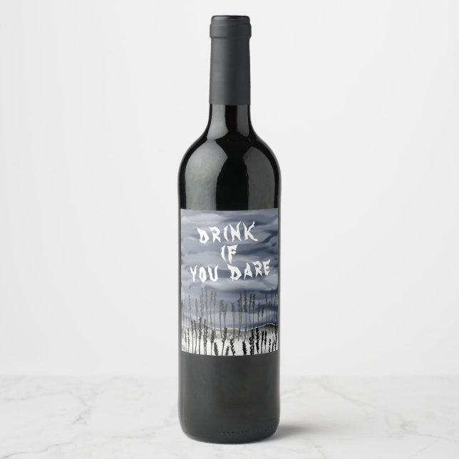 Personalized Halloween Horror Creepy Scarecrow Wine Label (Front)