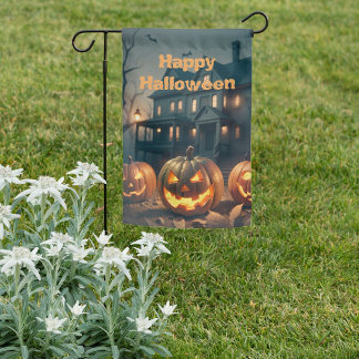 Personalized Halloween House Garden Flag