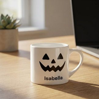 Personalized Halloween Jack O Lantern Pumpkin Face Espresso Cup