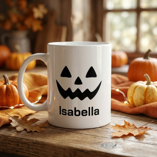 Personalized Halloween Jack O Lantern Pumpkin Face Giant Coffee Mug