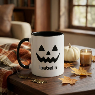 Personalized Halloween Jack O Lantern Pumpkin Face Mug