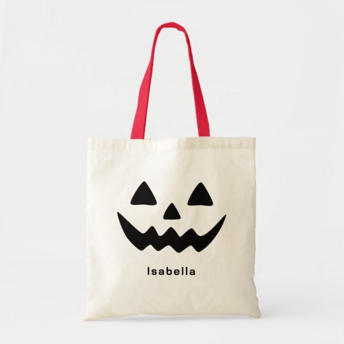 Personalized Halloween Jack O Lantern Pumpkin Face Tote Bag