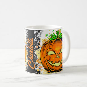 Personalized Halloween JackoLantern Spooky Pumpkin Coffee Mug