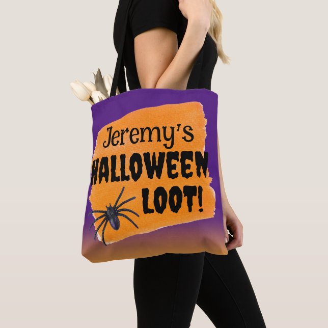 Personalized Halloween Loot Trick-or-Treat  Tote Bag (Close Up)