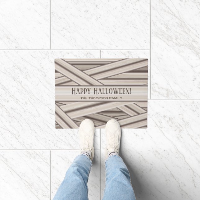 Personalized Halloween Mummy Stripes Family Name Doormat (Indoor)