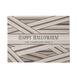 Personalized Halloween Mummy Stripes Family Name Doormat