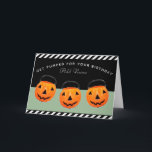 Personalized Halloween October Birthday Card<br><div class="desc">Funny easy-to-personalize Halloween card featuring cute pumpkins. Edit text to add his or her name.</div>