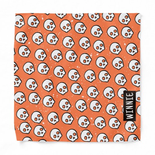 Personalized Halloween orange Skulls Dog Bandana