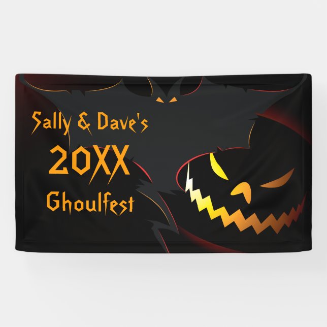 Personalized Halloween Party Banner Bat Lantern (Horizontal)