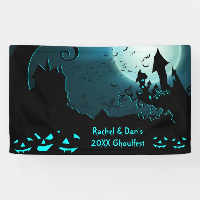 Personalized Halloween Party Banner Haunted House (Horizontal)