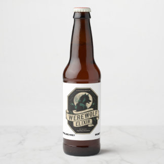 Personalized Halloween Party Beverage-Werewolves Beer Bottle Label