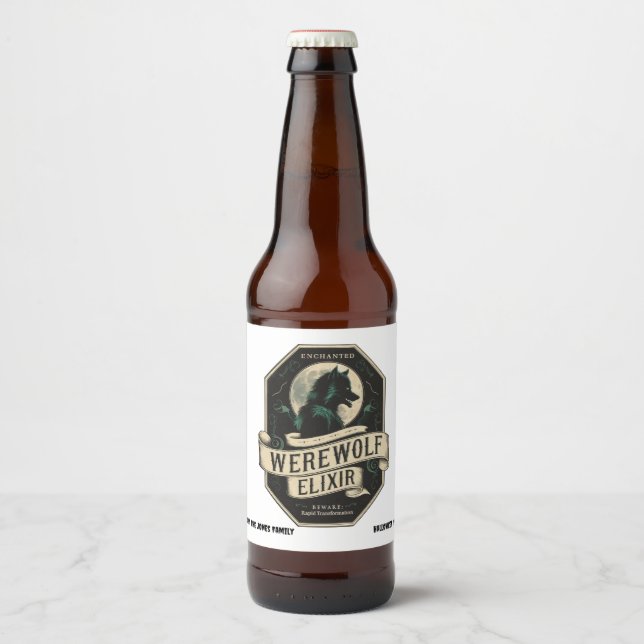 Personalized Halloween Party Beverage-Werewolves Beer Bottle Label (Front)