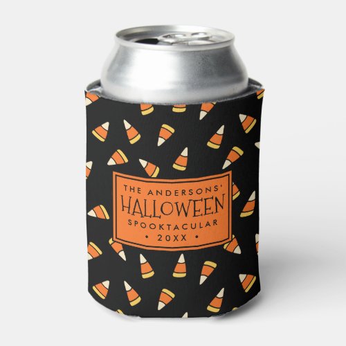 Personalized Halloween Party Candy Corn Can Cooler