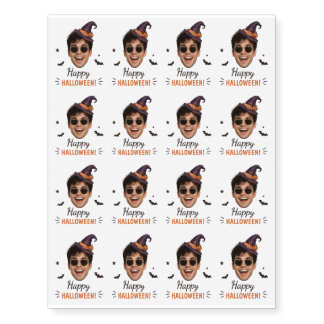 Personalized Halloween Photo Custom Witch Hat Temporary Tattoos