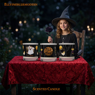 Personalized Halloween Photo & Gold Skulls Scented Candle