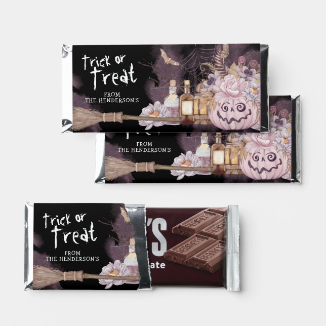 Personalized Halloween Pink Pumpkin Hershey Bars (Front)