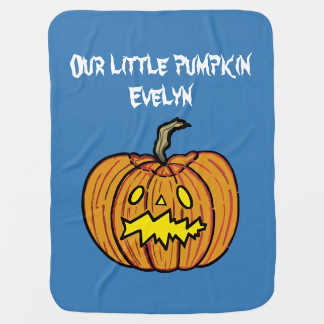 Personalized Halloween Pumpkin Baby Baby Blanket (Front)